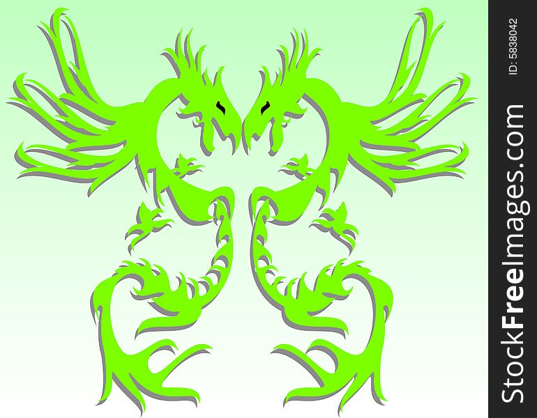 Vector illustration of a green dragon