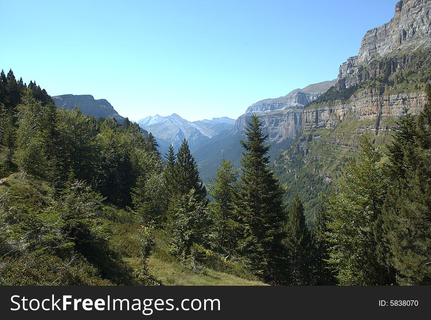 Pyrenean landscape, in the Aragonese Pyrenees. Pyrenean landscape, in the Aragonese Pyrenees