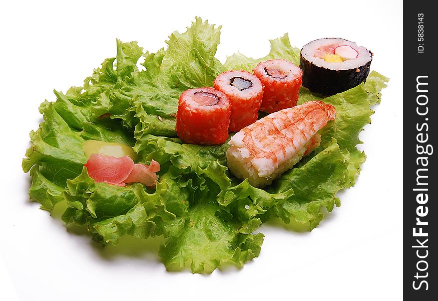 Sushi isolated on the white background