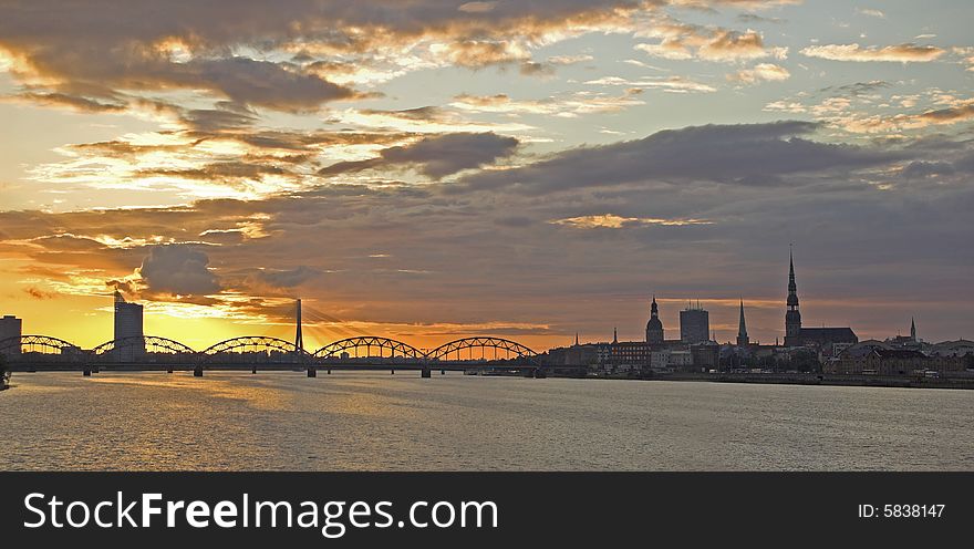 Panorama of Old Riga on a decline. Panorama of Old Riga on a decline.