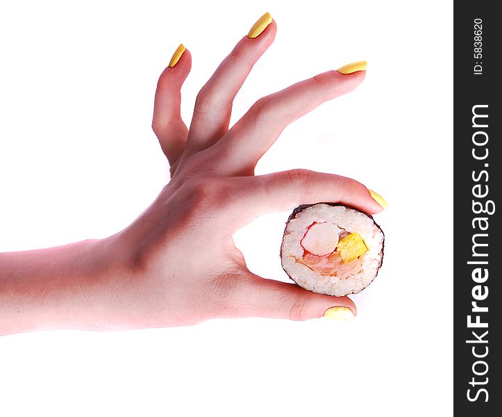 Sushi Roll In A Hand