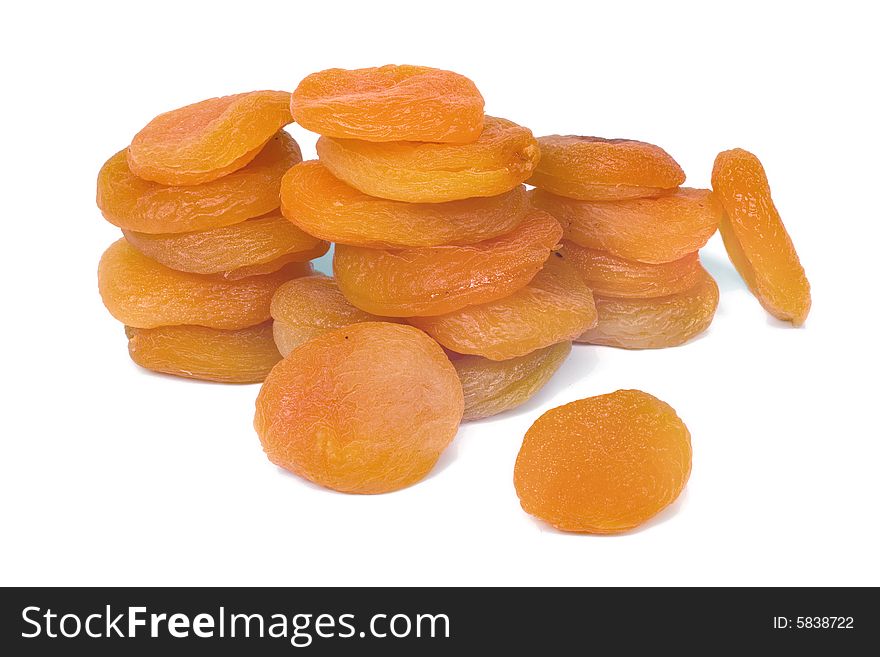 Dried apricots isolated on white. Dried apricots isolated on white