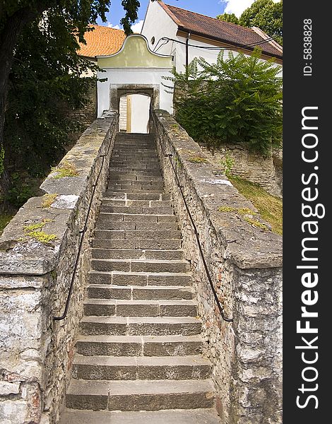 The picture of stairs to cachtice church. The picture of stairs to cachtice church