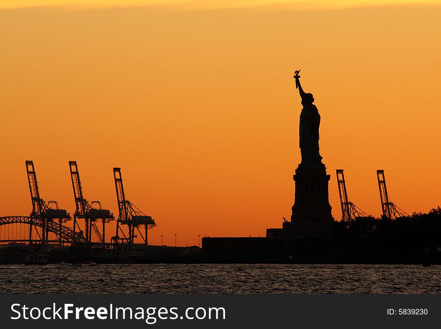 Statue of Liberty at Sunset in New York City