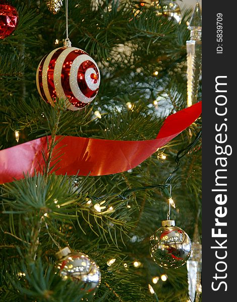 Christmas Balls hanguin on a Christmas Tree