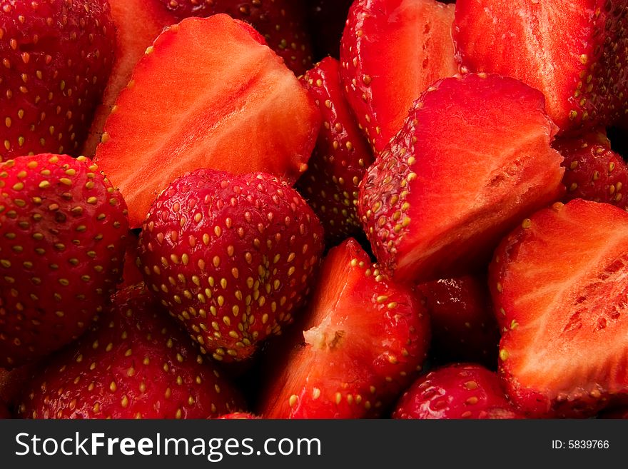 Slice of fresh red strawberries. Slice of fresh red strawberries