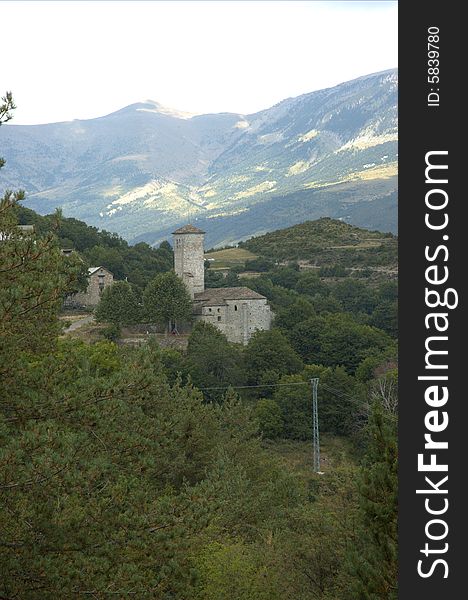 Romanesque churches in the Pyrenees near the border with France. Romanesque churches in the Pyrenees near the border with France.