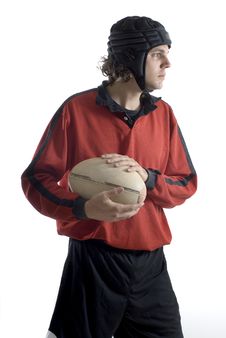 Holding Onto Rugby Ball - Vertical Stock Photography Holding Onto Rugby Ball - Vertical Stock Photography