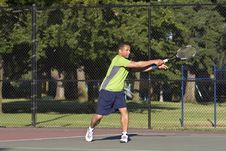 Man On Tennis Court Playing Tennis Royalty Free Stock Photography Man On Tennis Court Playing Tennis Royalty Free Stock Photography
