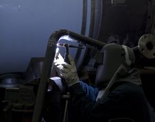 Welder Working On Steel Pipes Stock Image Welder Working On Steel Pipes Stock Image