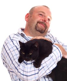 Man Holds Black Cat In Hands Royalty Free Stock Photos Man Holds Black Cat In Hands Royalty Free Stock Photos
