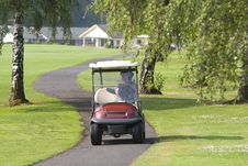 Driving In Golf Cart - Horizontal Royalty Free Stock Photography