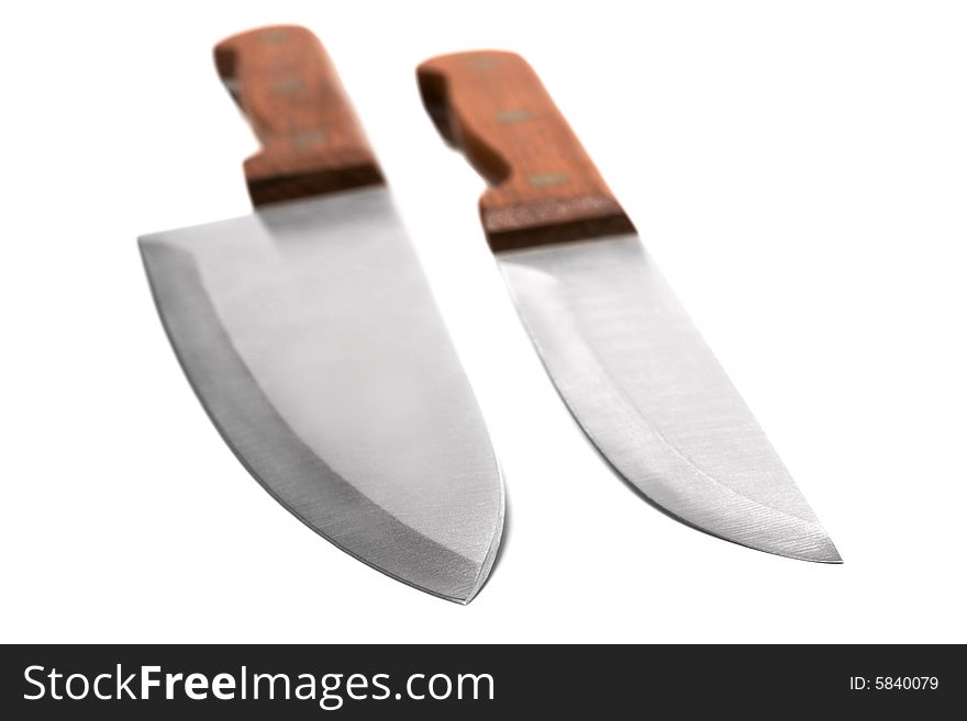 New kitchen knifes on a white background