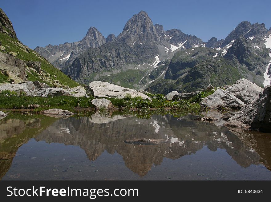 Caucasus mountain, Lake in mountain, Dombay