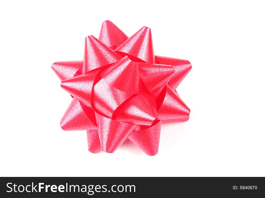 Red gift bow isolated on white