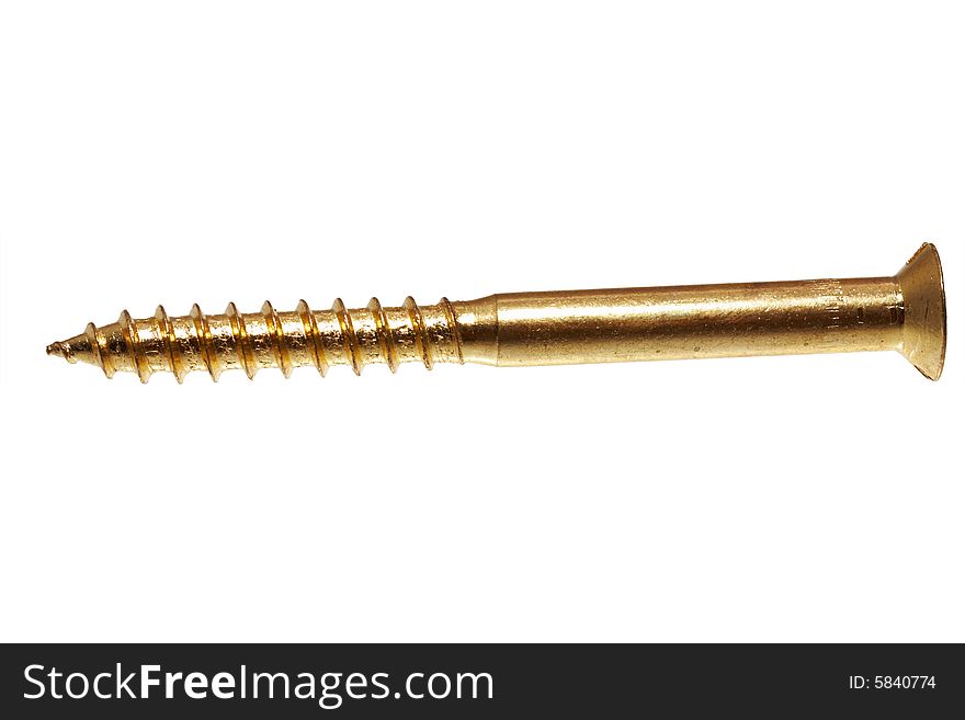 Golden screws isolated on white background