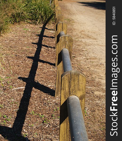 Wooden and iron railing with shade