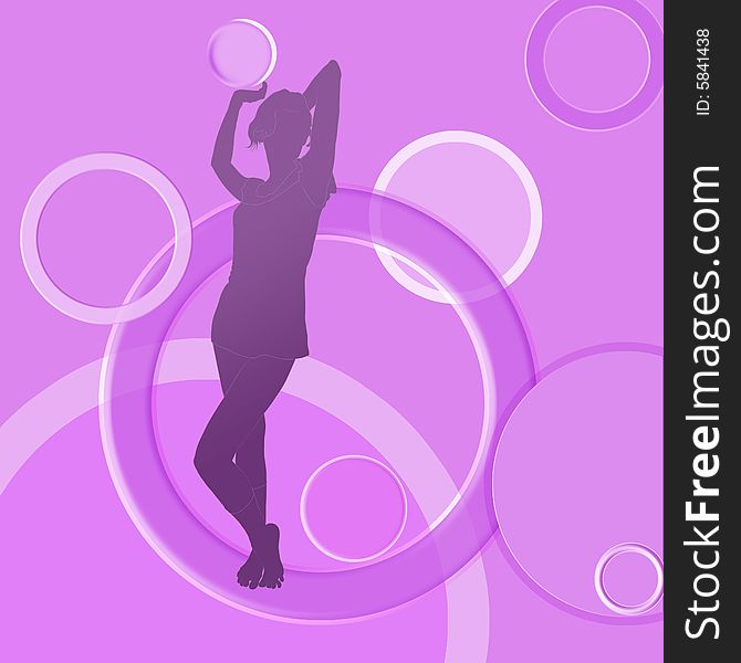 Retro illustration of young success woman silhouette in happy motion. Retro illustration of young success woman silhouette in happy motion