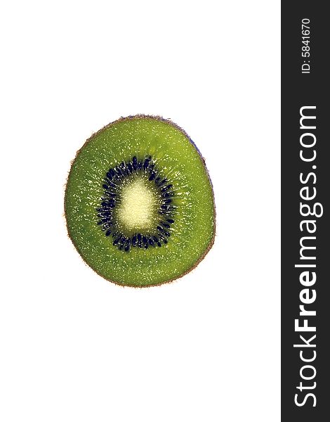 Kiwi fruit slice on white background