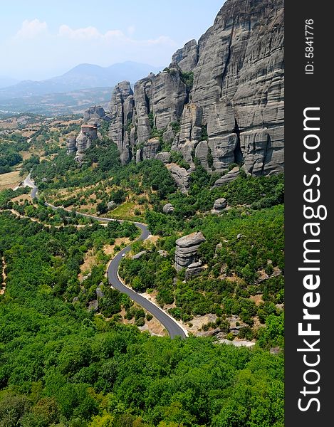 The curved road in mountains. The curved road in mountains