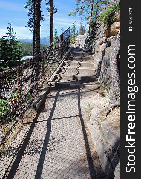 Stairs To The Downstream Of Athabasca Falls