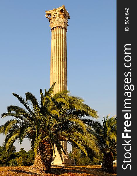 Column of the temple of Olympian Zeus in Athens (Greece)