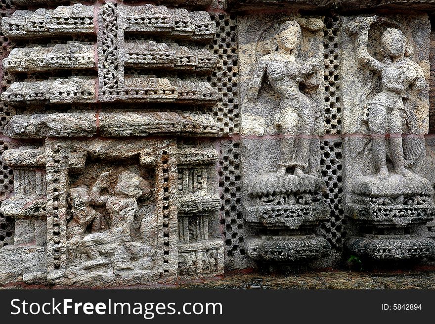 Sculpture of World famous Konark sun temple Of Orrisa-India,. Sculpture of World famous Konark sun temple Of Orrisa-India,