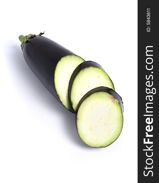 Sliced Eggplant alone on white background. Sliced Eggplant alone on white background