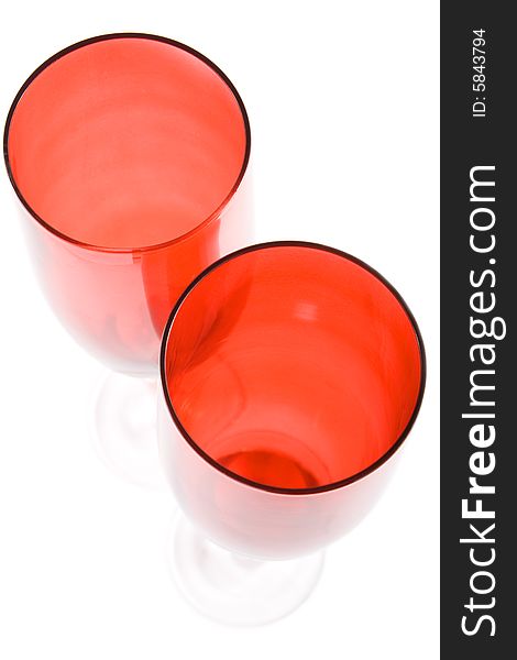 Two red glass on white background