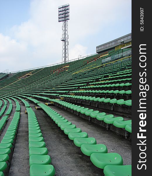 Empty stands at the Olympic stadium in Sarajevo.