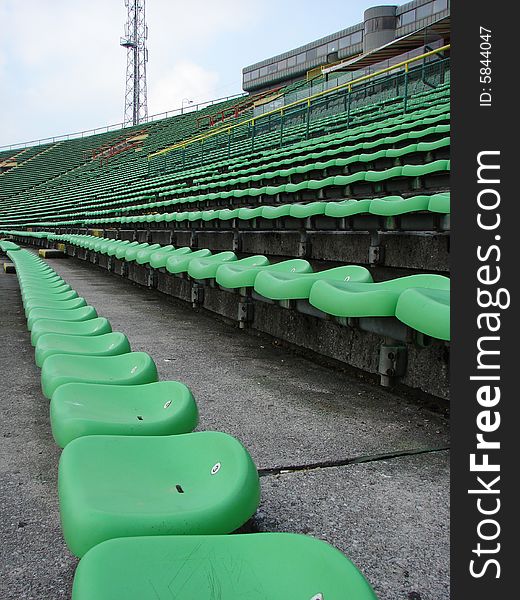 Empty stands at the Olympic stadium in Sarajevo.