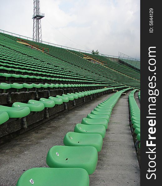 Empty stands at the Olympic stadium in Sarajevo.