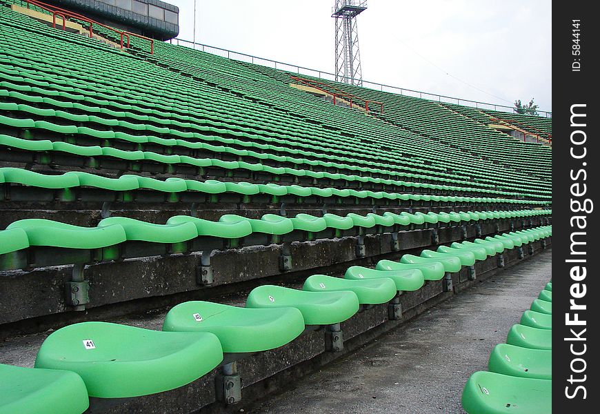 Empty stands at the Olympic stadium in Sarajevo.