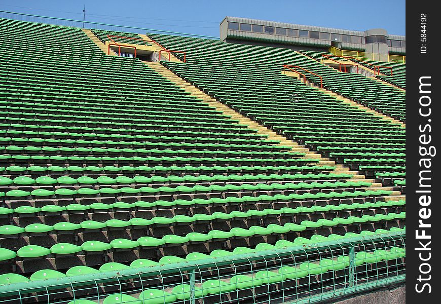 Empty stands at the Olympic stadium in Sarajevo.
