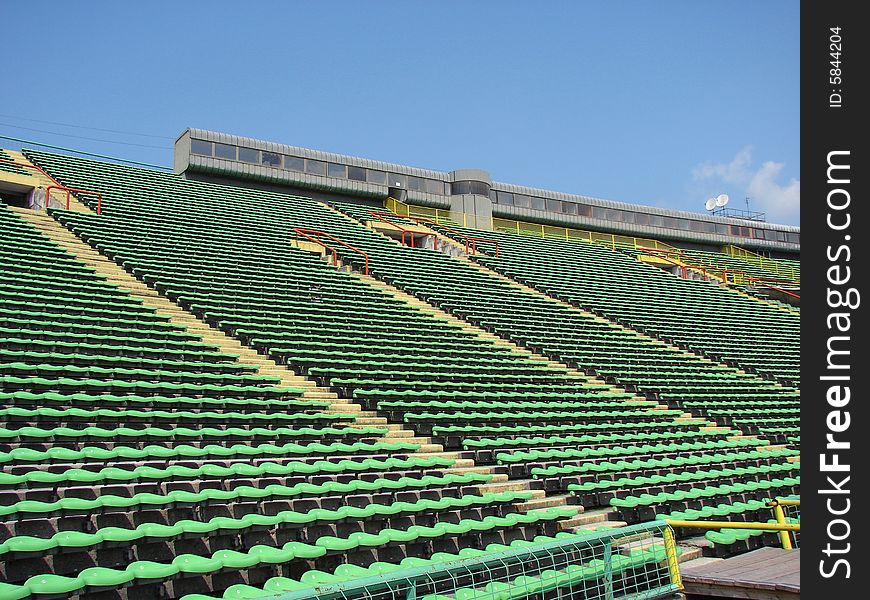 Empty stands at the Olympic stadium in Sarajevo.