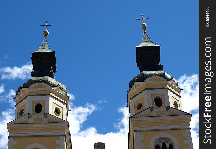 The two belltowers of the Bressanone cathedral