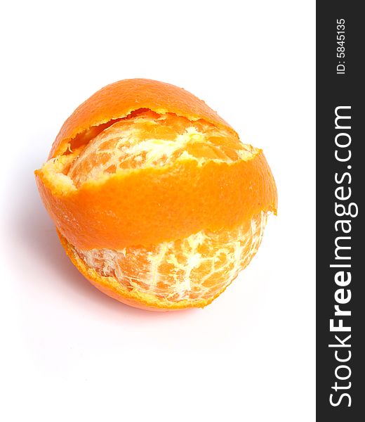 Organic Tangerine peeled , on white background