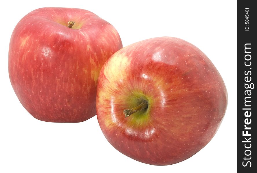 Nice fresh red apples isolated over white with clipping path