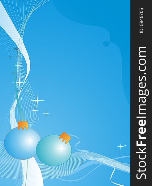 Two blue christmas balls-christmas background