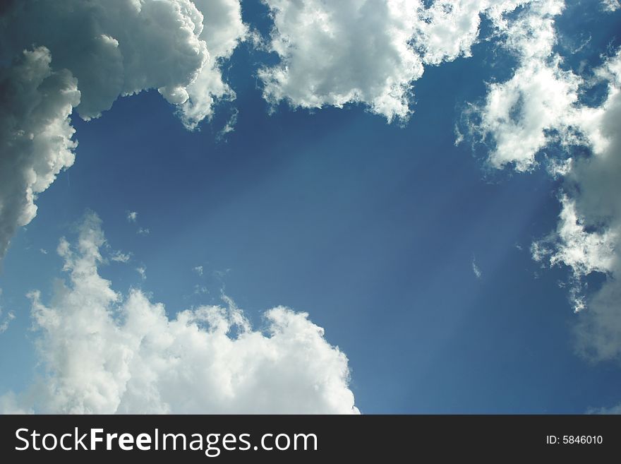 Overcast, cloudy blue sky before the rain. Overcast, cloudy blue sky before the rain