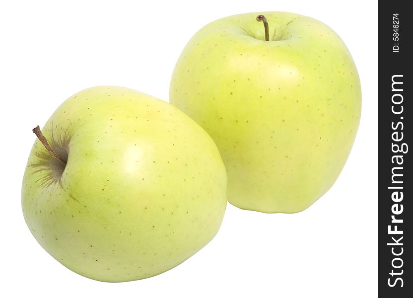 Nice fresh yellow apples isolated over white with clipping path. Nice fresh yellow apples isolated over white with clipping path