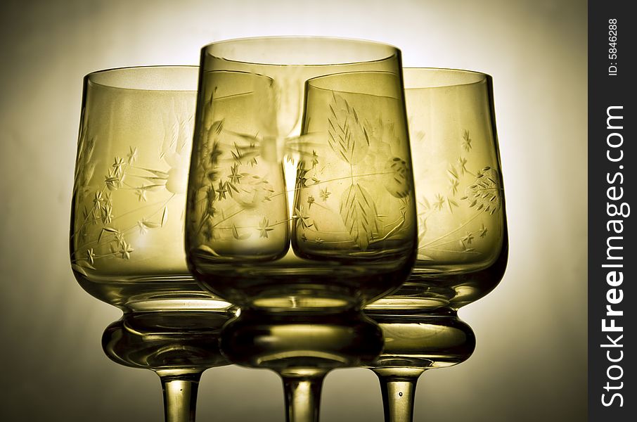 Three beautiful wine glasses