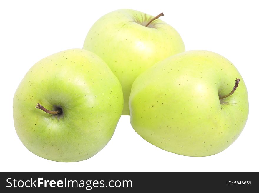 Nice fresh yellow apples isolated over white with clipping path