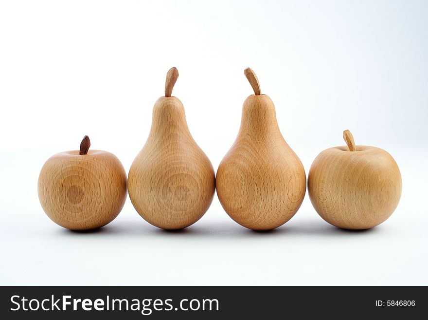 Wooden Pears With An Apples