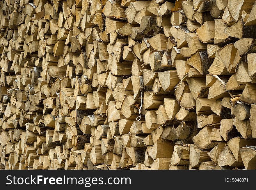 Pile of chopped birch and aspen trees. Pile of chopped birch and aspen trees.