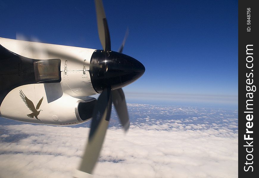 Picture of the engine M-601, taken from l-410 pilot compartment during flight from Lisbon to Villa Real. Picture of the engine M-601, taken from l-410 pilot compartment during flight from Lisbon to Villa Real