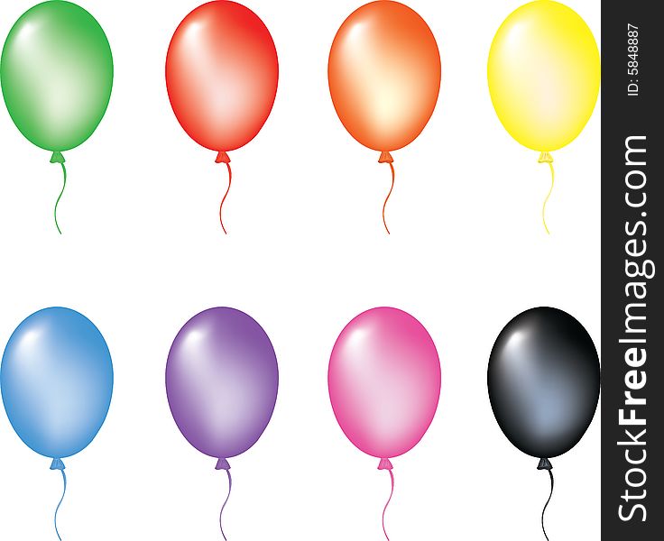Multi color balloons. Vector illustration. isolated on white background, EPS8, all parts closed, possibility to edit.