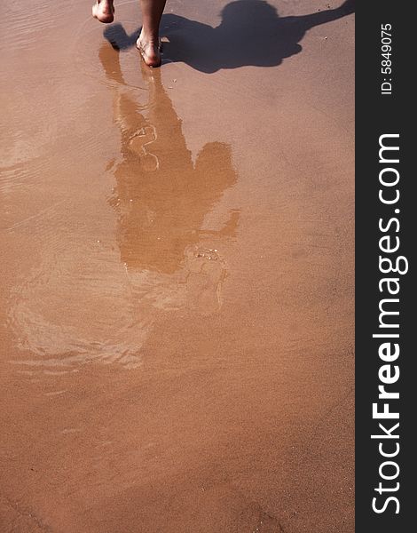 Footsteps on the sand by the Colorado river