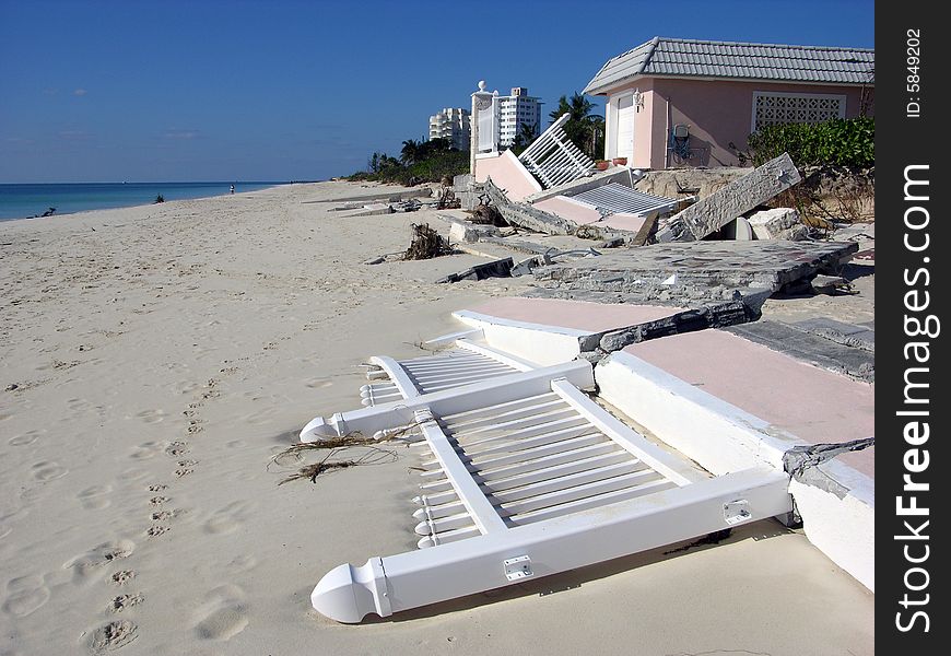 The marks of a hurricane that passed by on Grand Bahama Island, The Bahamas. The marks of a hurricane that passed by on Grand Bahama Island, The Bahamas.