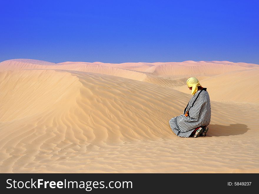 A;one in sand of desert. A;one in sand of desert